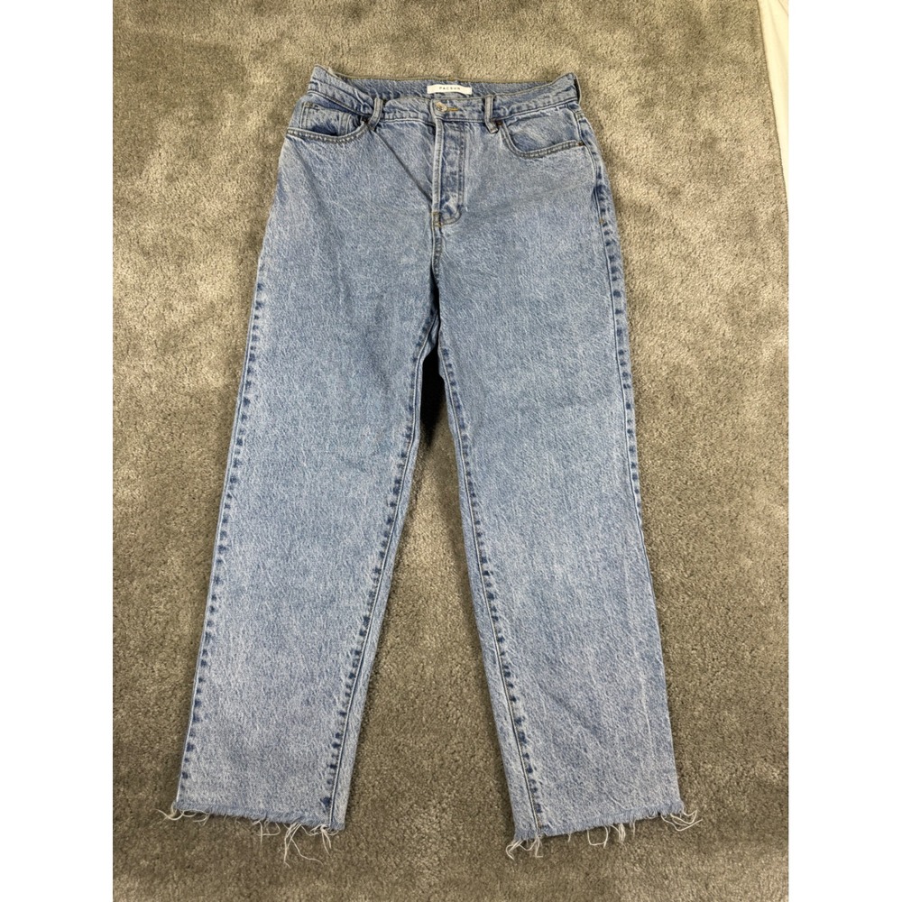 PacSun High Rise Straight Leg Jeans Light Wash Raw Hem Size 28